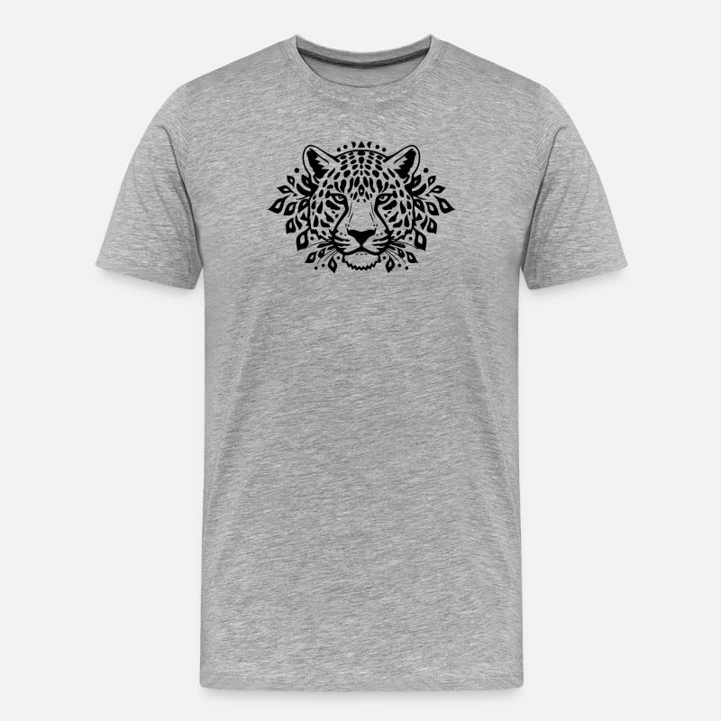 Leopard schwarz schwarzer Leopard  - Männer Premium Bio T-Shirt - Grau meliert