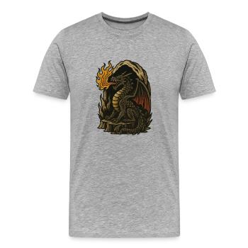 Flammender Drache - Männer Premium Bio T-Shirt - Grau meliert - Vorne - Damien (186cm)