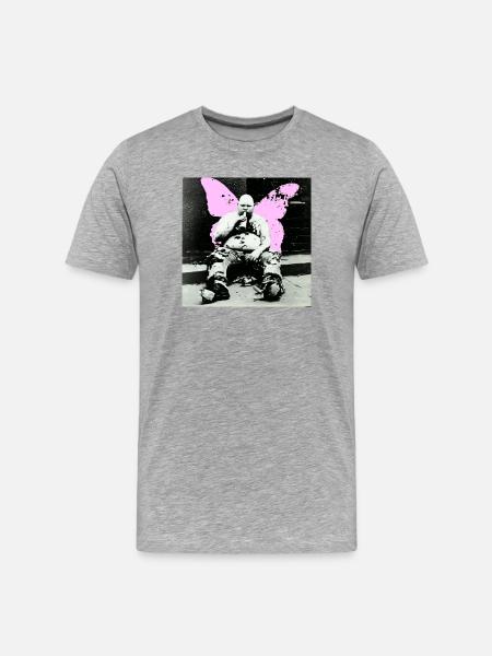Pink Butterfly Man - Men's Premium Organic T-Shirt - heather grey