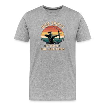 Conception de tir à l’arc pour les archers et les parcours - T-shirt bio Premium Homme - gris chiné - Devant - Damien (186cm)
