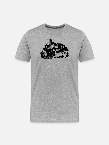 Dampflok - Männer Premium Bio T-Shirt - Grau meliert
