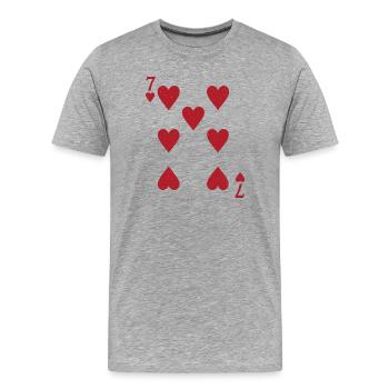Sieben Herz Doppelkopf Karte Rome Pokern - Männer Premium Bio T-Shirt - Grau meliert - Vorne - Damien (186cm)