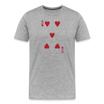 Fünf Herz Doppelkopf Karte Rome Pokern - Männer Premium Bio T-Shirt - Grau meliert - Vorne - Damien (186cm)