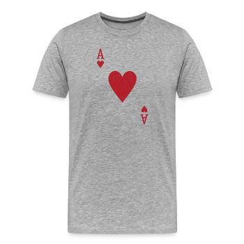 As Herz Doppelkopf Karte Rome Pokern - Männer Premium Bio T-Shirt - Grau meliert - Vorne - Damien (186cm)