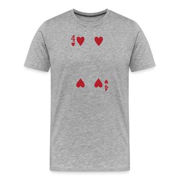 Vier Herz Doppelkopf Karte Rome Pokern - Männer Premium Bio T-Shirt - Grau meliert - Vorne - Damien (186cm)
