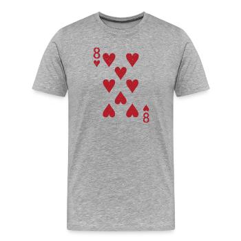 Acht Herz Doppelkopf Karte Rome Pokern - Männer Premium Bio T-Shirt - Grau meliert - Vorne - Damien (186cm)