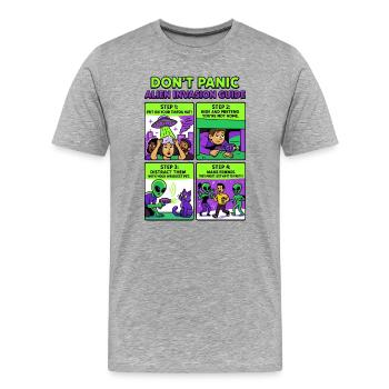 Guide de l’invasion extraterrestre - T-shirt bio Premium Homme - gris chiné - Devant - Damien (186cm)