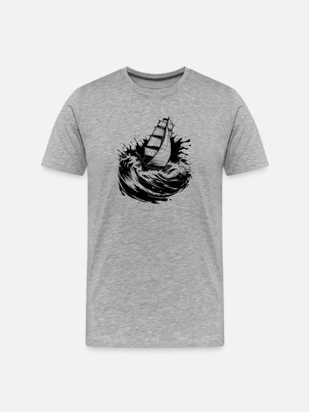 Sailboat Sailing Illustration Sailor - Men's Premium Organic T-Shirt - heather grey