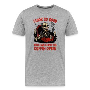 Ouvrir le style cercueil - T-shirt bio Premium Homme - gris chiné - Devant - Damien (186cm)