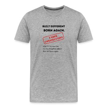 Im Aufbau Briefmarke Art. Christliche Kleidung. - Männer Premium Bio T-Shirt - Grau meliert - Vorne - Damien (186cm)