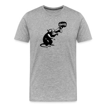 Rat avec mégaphone message fort - T-shirt bio Premium Homme - gris chiné - Devant - Damien (186cm)