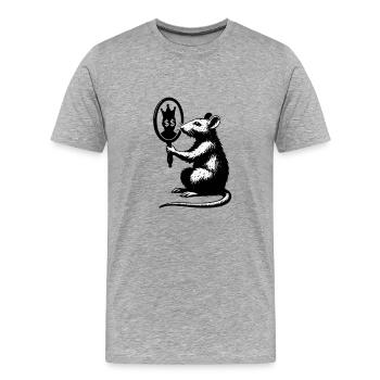 Ratte vor Spiegel - Männer Premium Bio T-Shirt - Grau meliert - Vorne - Damien (186cm)