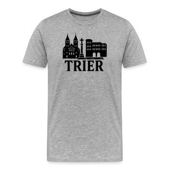 Trier Landmark Silhouette - Men's Premium Organic T-Shirt - heather grey - Front - Damien (186cm)
