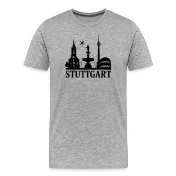 stuttgart silhouette wahrzeichen - Männer Premium Bio T-Shirt - Grau meliert - Vorne - Damien (186cm)