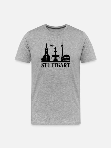 Stuttgart Silhouette Landmark - Men's Premium Organic T-Shirt - heather grey