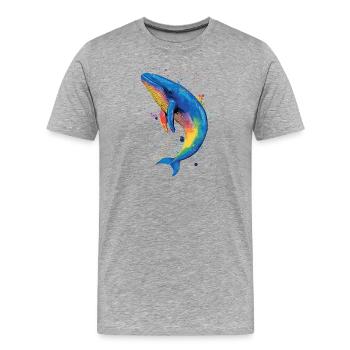 Baleine bleue Baleine Baleines bleues Baleines Chant Baleine Plongeur Baleines Océan - T-shirt bio Premium Homme - gris chiné - Devant - Damien (186cm)