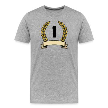 Couronne de laurier dorée avec ruban 1 - T-shirt bio Premium Homme - gris chiné - Devant - Damien (186cm)