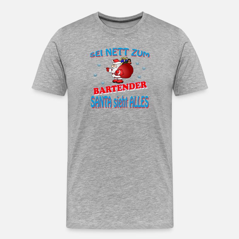 SANTA BARTENDER - Männer Premium Bio T-Shirt - Grau meliert