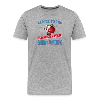 SANTA BARKEEPER - Männer Premium Bio T-Shirt - Grau meliert - Vorne - Damien (186cm)
