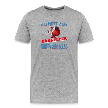 SANTA BARKEEPER - Männer Premium Bio T-Shirt - Grau meliert - Vorne - Damien (186cm)