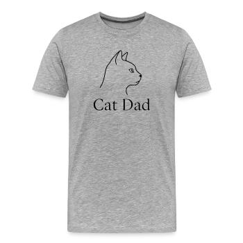 Cat Dad Minimalist Cat Line Art Gift - Men's Premium Organic T-Shirt - heather grey - Front - Damien (186cm)