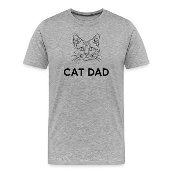 Cat Dad Minimalist Cat Line Art Gift - Men's Premium Organic T-Shirt - heather grey - Front - Damien (186cm)