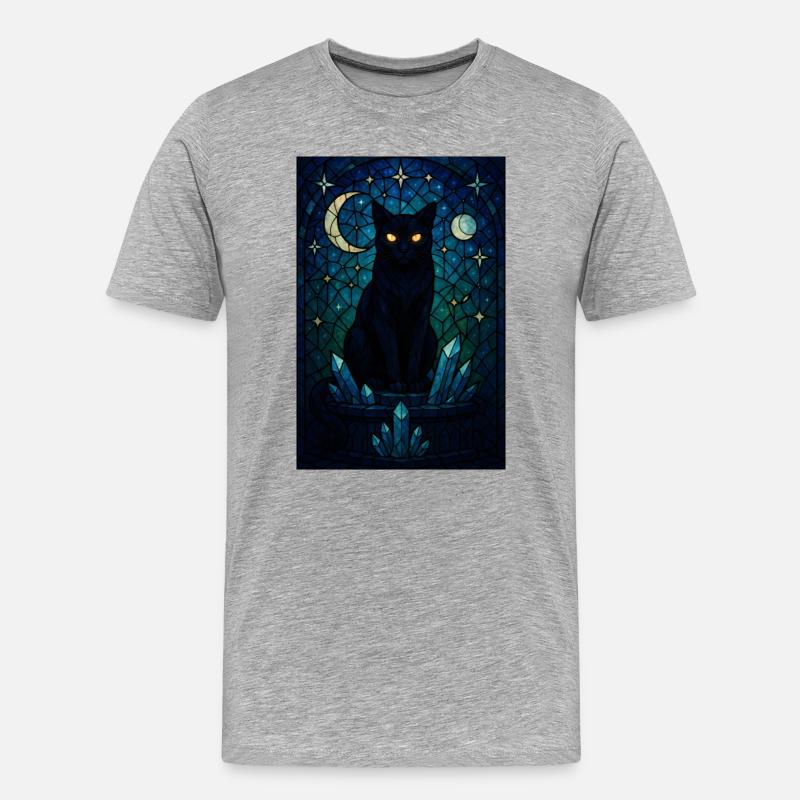 Mitternachtskatze Kristallprisma - Männer Premium Bio T-Shirt - Grau meliert
