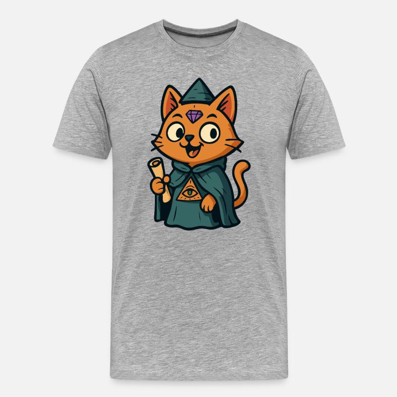 Purrscribe die Propheten-Katze - Männer Premium Bio T-Shirt - Grau meliert