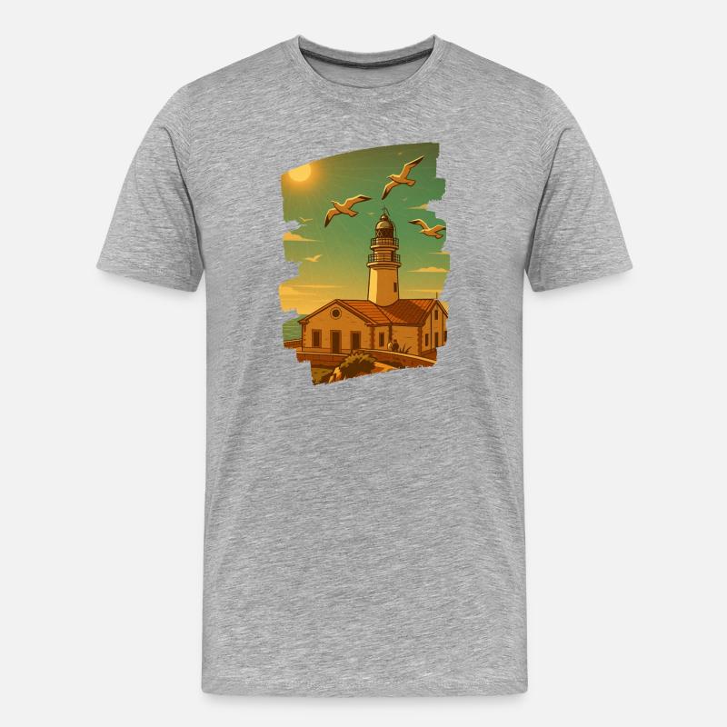 Far de Capdepera - Cala Ratjada - Männer Premium Bio T-Shirt - Grau meliert