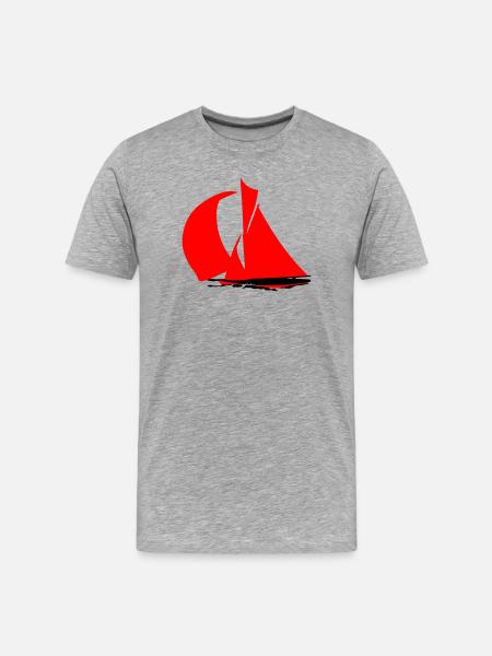 Red Sailboat Silhouette - Men's Premium Organic T-Shirt - heather grey