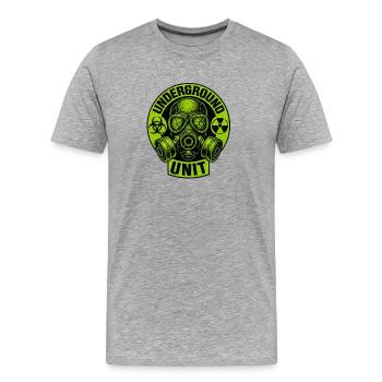 Underground Unit - masque à gaz - T-shirt bio Premium Homme - gris chiné - Devant - Damien (186cm)