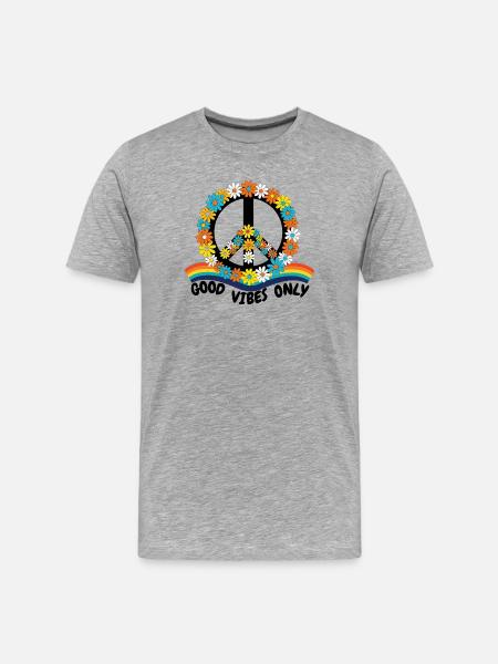 Flower Power Peace – Goood Vibes Only - Men's Premium Organic T-Shirt - heather grey