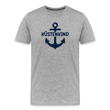 Anker Küstenkind Heimat Norddeutschland - Men's Premium Organic T-Shirt - heather grey - Front - Damien (186cm)
