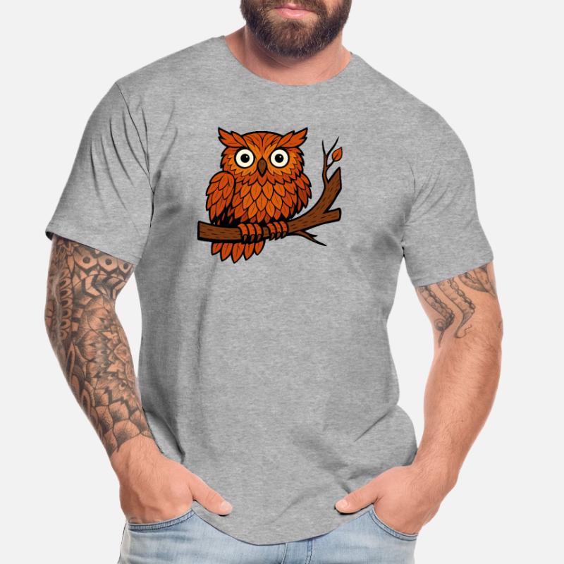 Comic Eule Herbst Wald Laub Blätter Ast Baum Jäger Männer Premium Bio T-Shirt