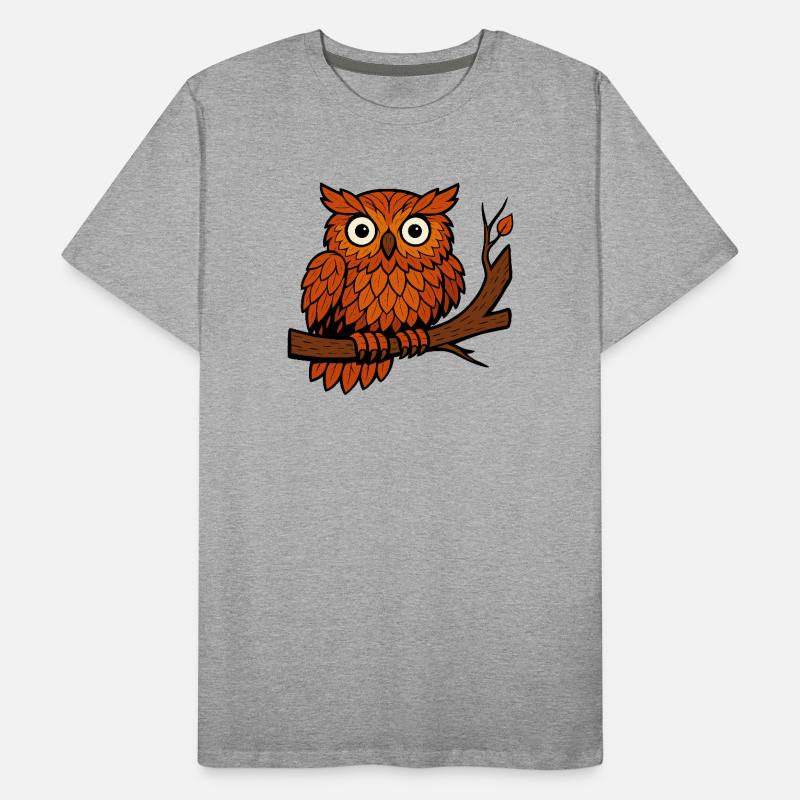 Comic Eule Herbst Wald Laub Blätter Ast Baum Jäger Männer Premium Bio T-Shirt