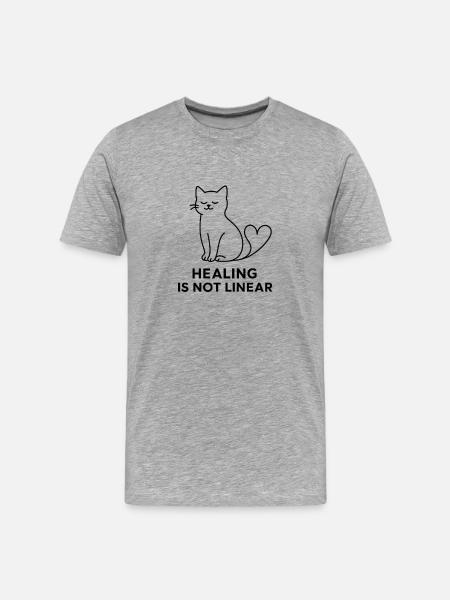 Healing Cat Line Art Heart - Men's Premium Organic T-Shirt - heather grey