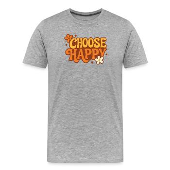 Choisissez le bonheur Choisissez la police de caractères au design rétro - T-shirt bio Premium Homme - gris chiné - Devant - Damien (186cm)