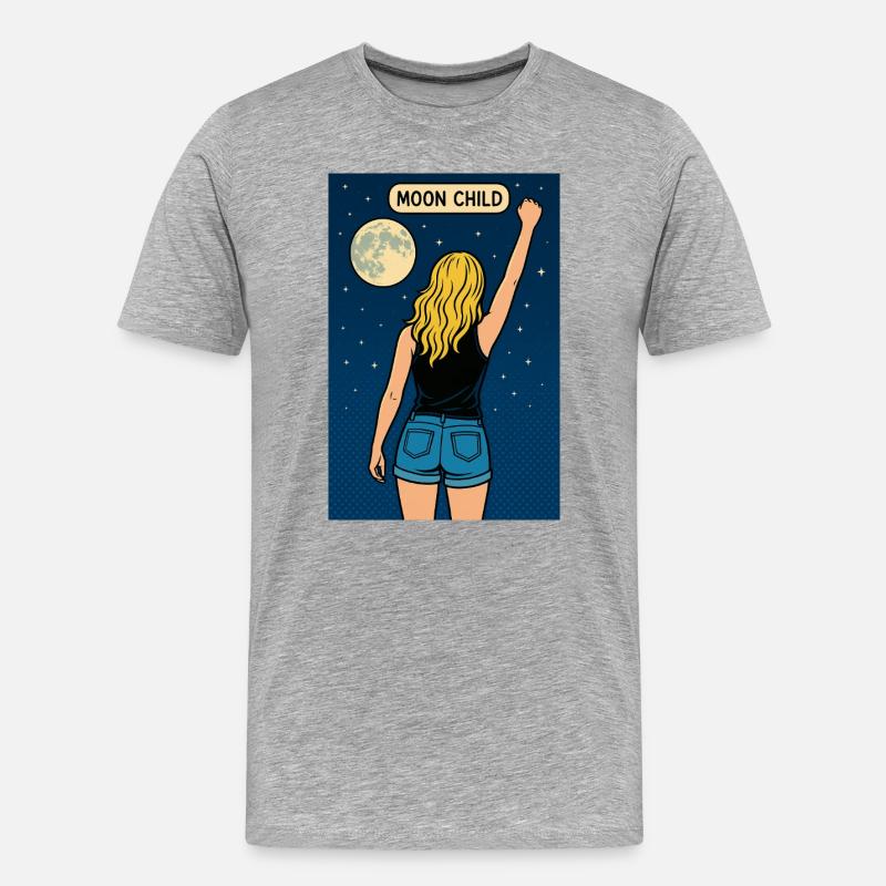 Mondkind – Heldin unter Sternen - Männer Premium Bio T-Shirt - Grau meliert
