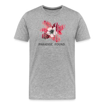 Paradise Found Hibiskus - Männer Premium Bio T-Shirt - Grau meliert - Vorne - Damien (186cm)
