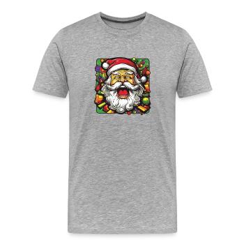 Père Noël Noël coloré Père Noël - T-shirt bio Premium Homme - gris chiné - Devant - Damien (186cm)