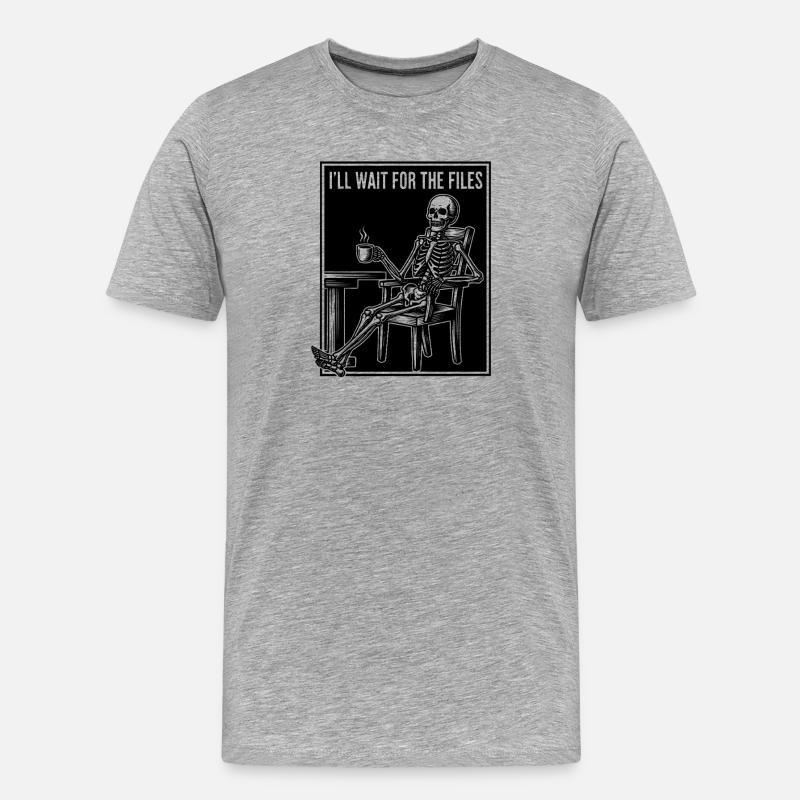  Waiting Skeleton Meme Project Manager Office - Männer Premium Bio T-Shirt - Grau meliert