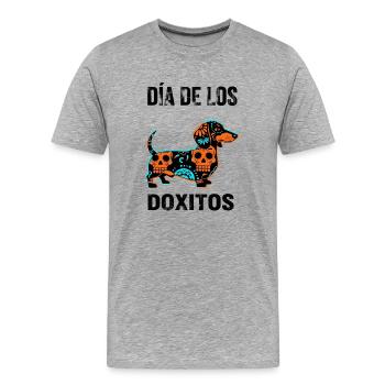 Día de los Doxitos Dachshund - Men's Premium Organic T-Shirt - heather grey - Front - Damien (186cm)