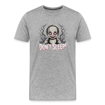 Poupée effrayante Ne dort pas - T-shirt bio Premium Homme - gris chiné - Devant - Damien (186cm)