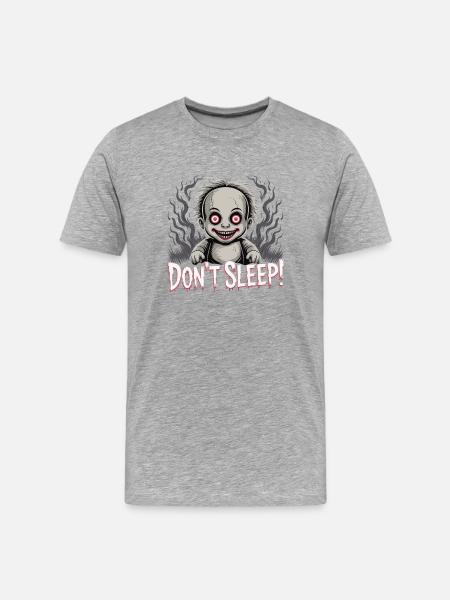 Poupée effrayante Ne dort pas - T-shirt bio Premium Homme - gris chiné