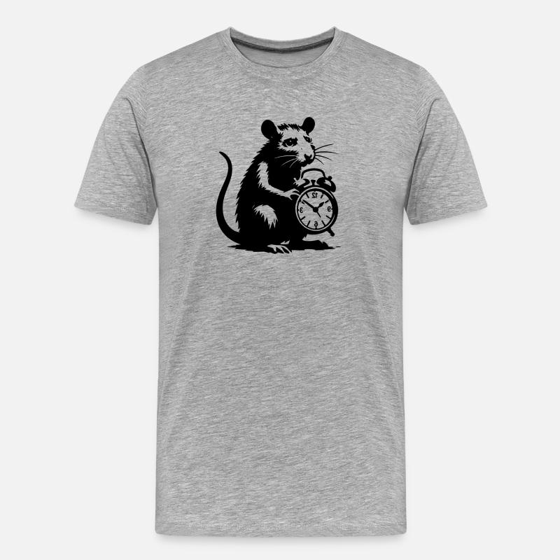 Gestresste Ratte und Wecker - Männer Premium Bio T-Shirt - Grau meliert