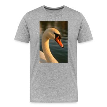 Vogel - Schwan - Männer Premium Bio T-Shirt - Grau meliert - Vorne - Damien (186cm)