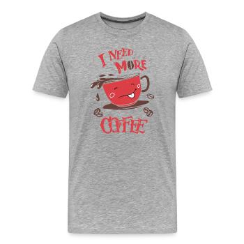 Mehr Kaffee Bitte - Männer Premium Bio T-Shirt - Grau meliert - Vorne - Damien (186cm)