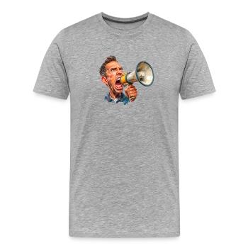Megaphone outburst from the referee or market crier - Men's Premium Organic T-Shirt - heather grey - Front - Damien (186cm)