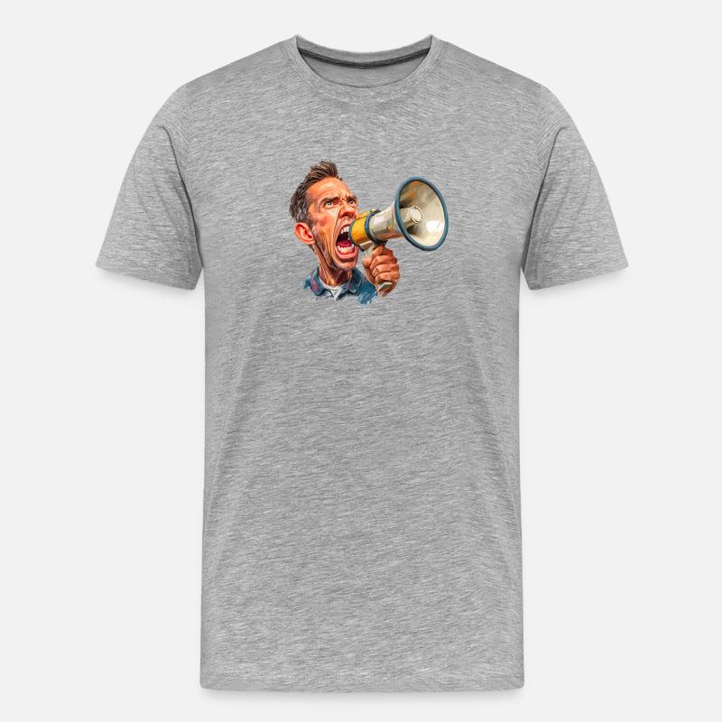 Megafon Ausbruch vom Schiri oder Marktschreier - Männer Premium Bio T-Shirt - Grau meliert