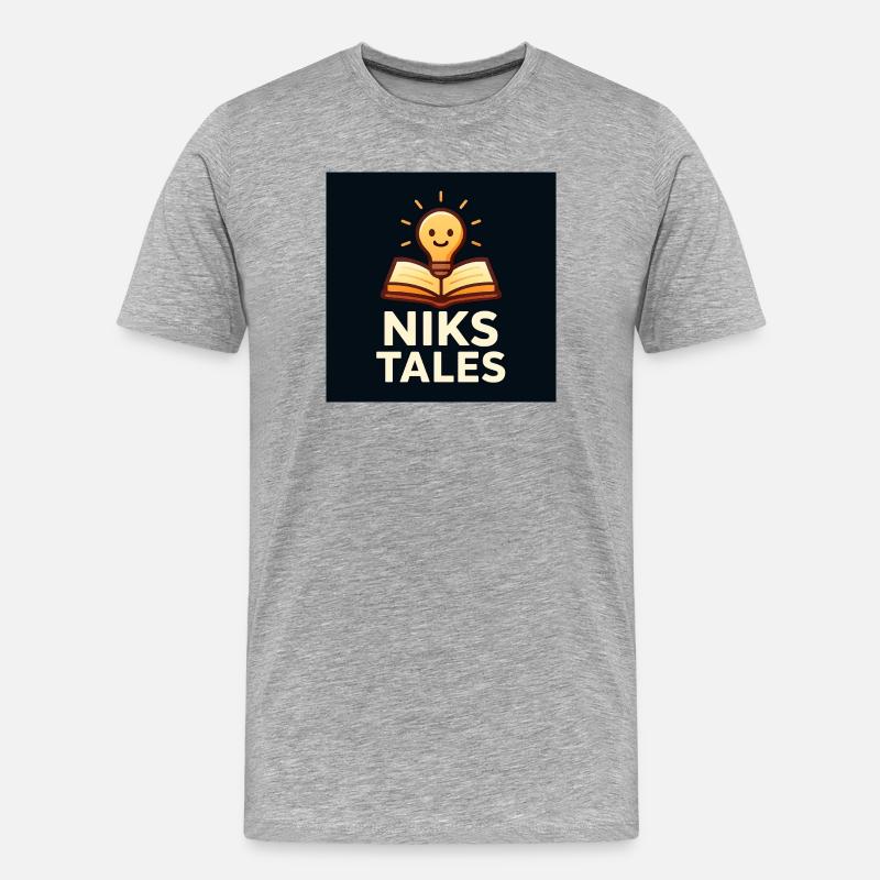 Niks Tales Lightbook - Männer Premium Bio T-Shirt - Grau meliert